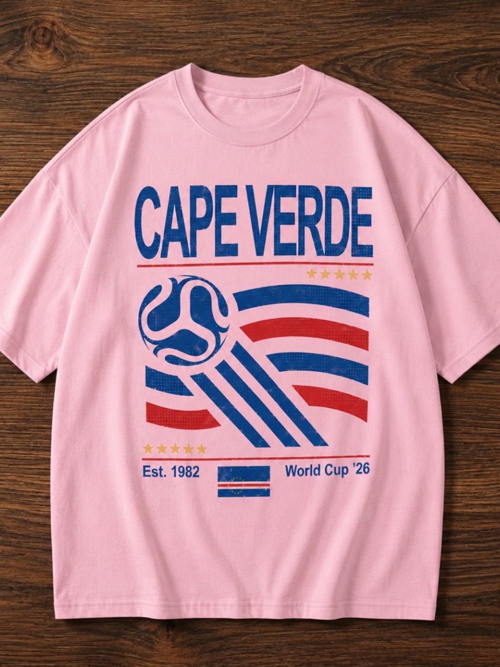 Vintage Cape Verde Soccer World T-SHIRT PINK